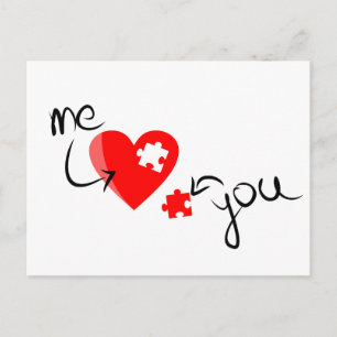 Carte Postale love-349631 RED PUZZLE COEUR MOI VOUS MANQUEZ