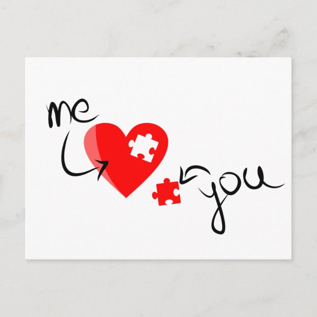Carte Postale love-349631 RED PUZZLE COEUR MOI VOUS MANQUEZ (Devant)