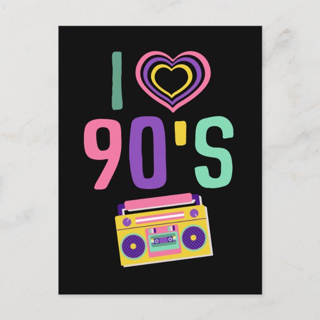 Carte Postale Love 90s Radio Music Disco Retro 1990s (Devant)