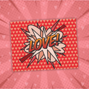 Carte Postale LOVE Amusement Bande Dessinée Rétro Art Pop