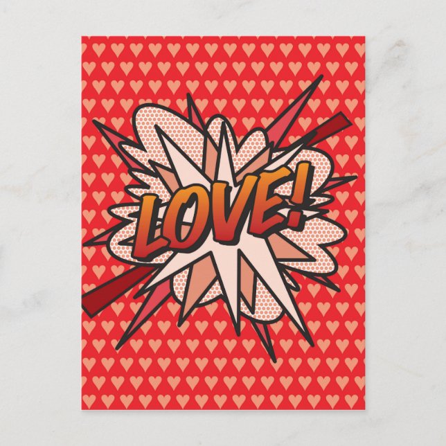 Carte Postale LOVE Amusement Rétro Bande Dessinée Pop Art (Devant)