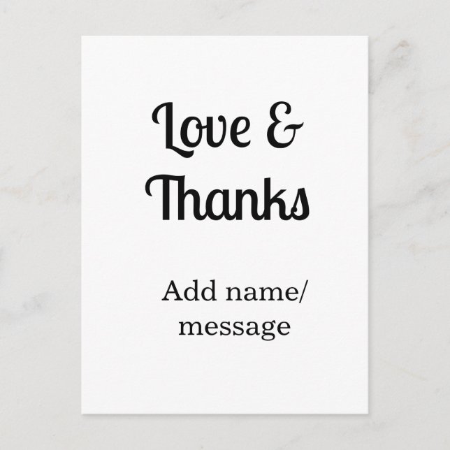 Carte Postale Love and thanks business name text message (Devant)