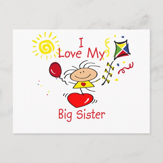 Carte Postale Love Big Sister Stick Figure Girl (Devant)