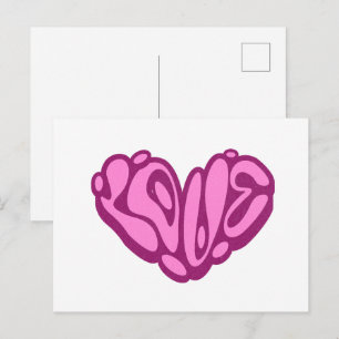 Carte Postale Love Bubble Cœur Rose