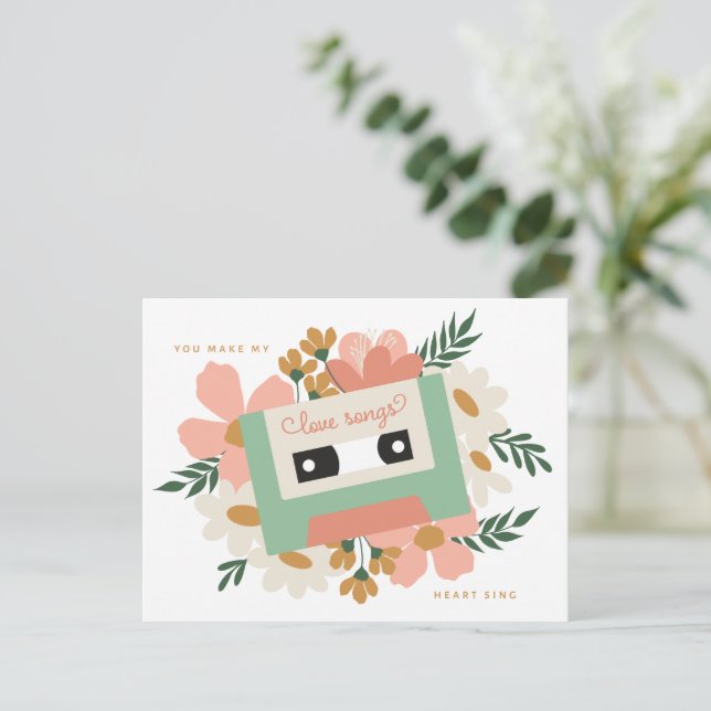 Carte Postale Love Cassette Valentine (Debout devant)