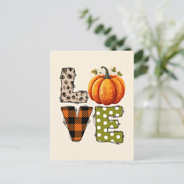 Carte Postale LOVE - Citrouille mignon et lettres de points Polk (Debout devant)