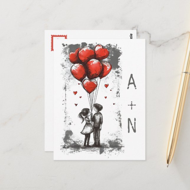 Carte postale Love Couple Valentine's Day (Devant/Arrière en situation)