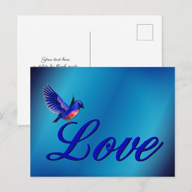 Carte postale Love Elegant Bluebird (Devant / Derrière)