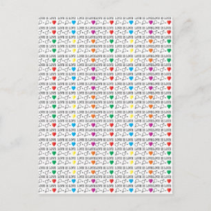 Carte Postale LOVE est LOVE égalité citation dans les couleurs a