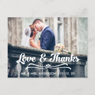 CARTE POSTALE LOVE ET MERCI TYPOGRAPHIE MERCI POSTCARD