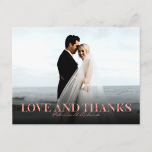 Carte Postale Love Et Remerciements Rose Gold Mariage Merci Foto
