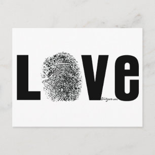 Carte Postale Love Fingerprint Black and White