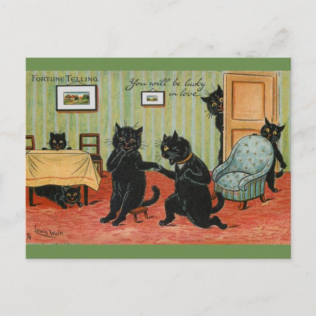 Carte Postale Love Fortune Telling par Louis Wain (Devant)