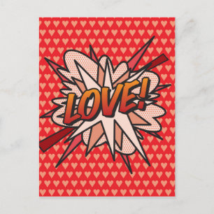 Carte Postale LOVE Fun Retro Comic Book Pop Art