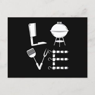 Carte Postale Love Grill Steak BBQ Barbecue Grill Chef Cadeau