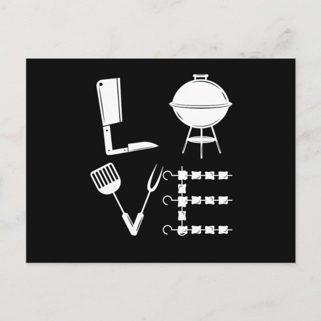 Carte Postale Love Grill Steak BBQ Barbecue Grill Chef Cadeau (Devant)