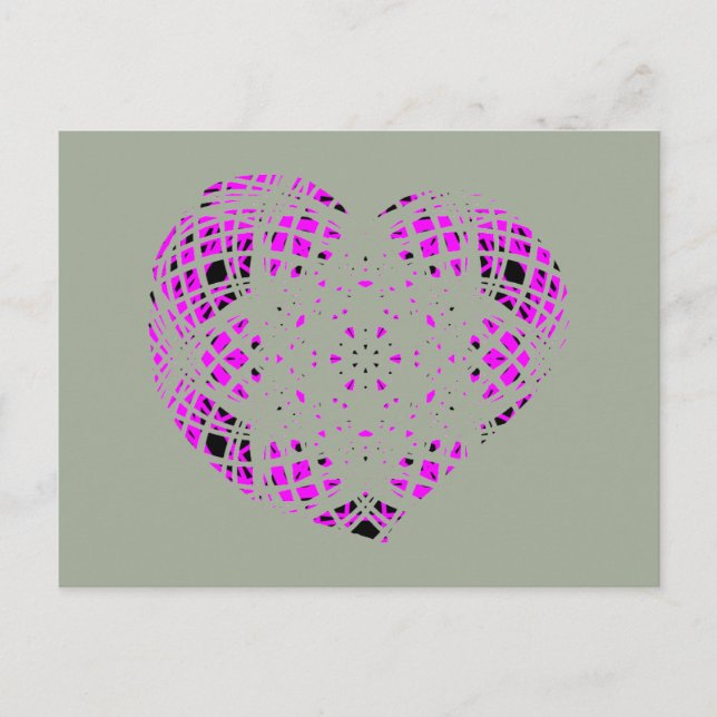 Carte Postale Love Heart Pink Text (Devant)