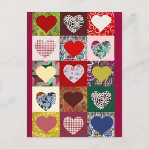 Carte Postale Love Hearts Quilt
