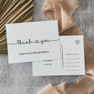 Carte Postale Love Hearts Simple Fête des mariées Mariage Merci