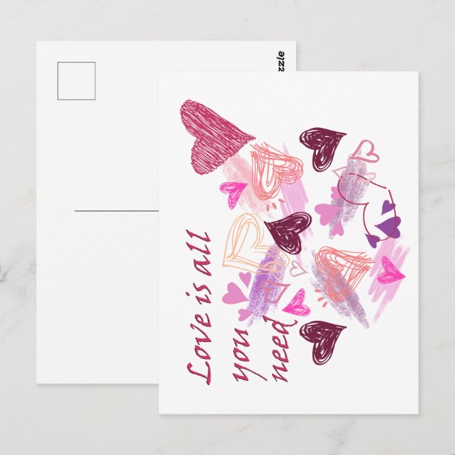 Carte Postale Love is all you need quote (Devant / Derrière)