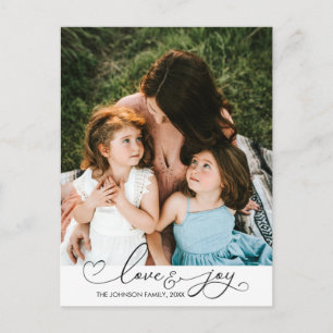 Carte Postale Love & Joy Typographie de Noël Photographie Cart