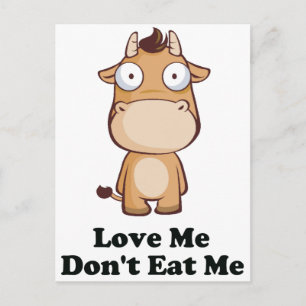 Carte Postale Love Me Don't Eat Me Cow Design