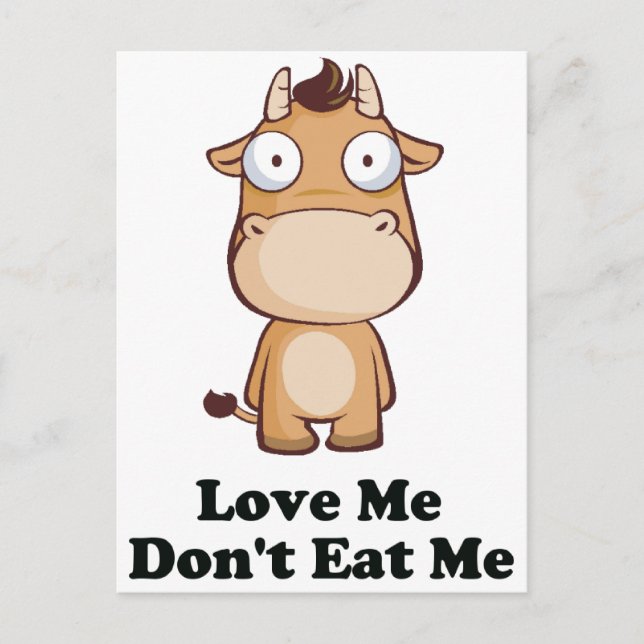 Carte Postale Love Me Don't Eat Me Cow Design (Devant)