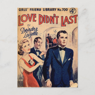 Carte Postale Love n'a pas Dernier magazine romance vintage cart
