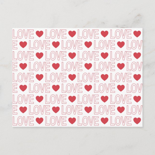 Carte postale Love Pattern - Contour rouge (Devant)