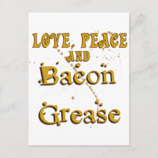 Carte Postale Love Peace & Bacon Grease