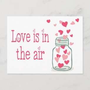 Carte Postale Love Pink Hearts Vintage Mason Jar