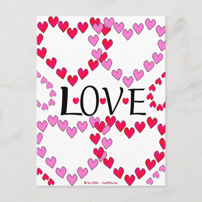 Carte Postale LOVE ROUGE ROSE DE Tiny Hearts (Devant)