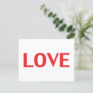 Carte Postale Love rouge typographie moderne Saint Valentin