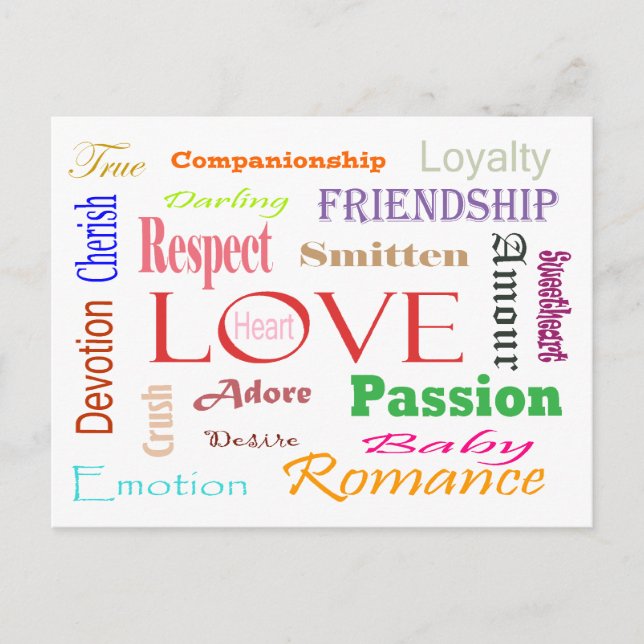 Carte Postale Love Synonyms par Shirley Taylor (Devant)