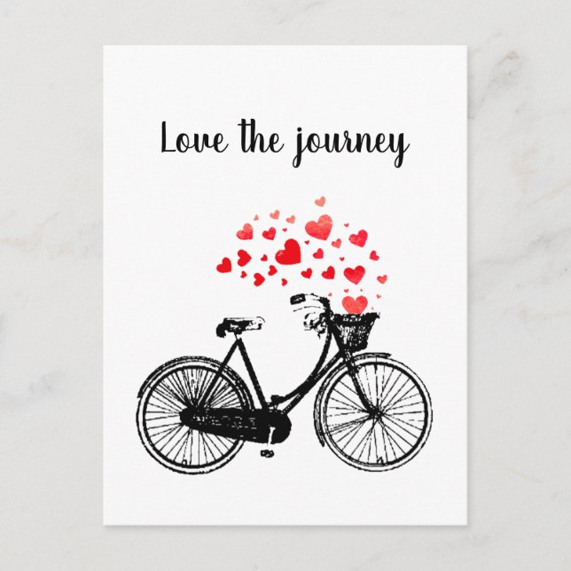 Carte Postale Love the Journey Inspirational Bike with Hearts (Devant)
