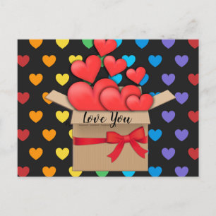 Carte Postale Love You, design de coeur coloré