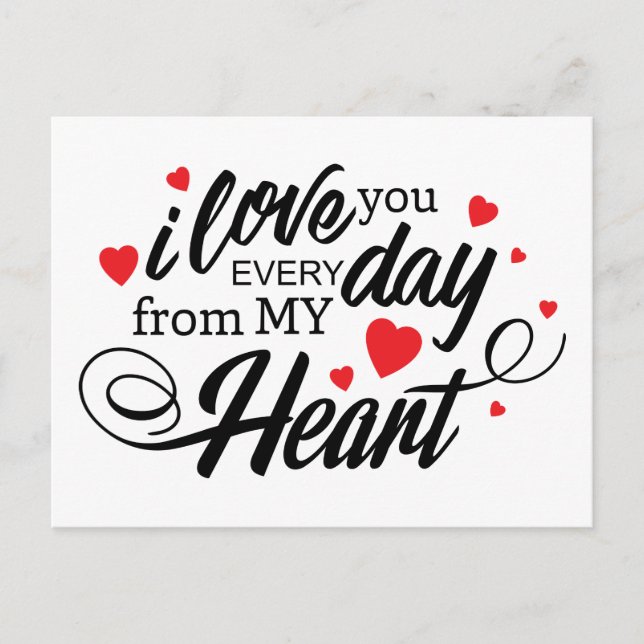 Carte Postale Love You Red Hearts Valentines Mariage Fiançailles (Devant)