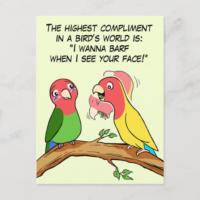 Carte Postale Lovebird perroquet et la façon d'oiseau dire je t' (Devant)