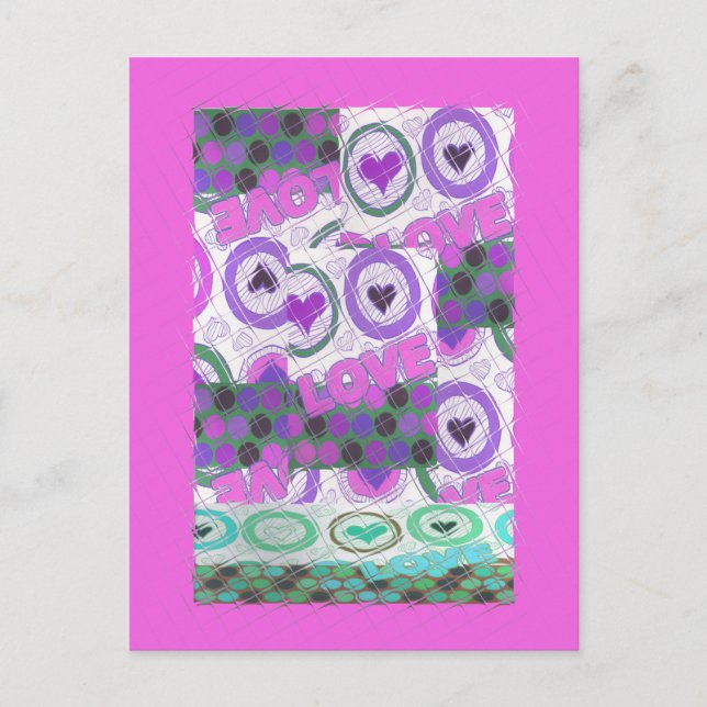 Carte Postale Lovely Love Heart Motif Art Imprimer (Devant)