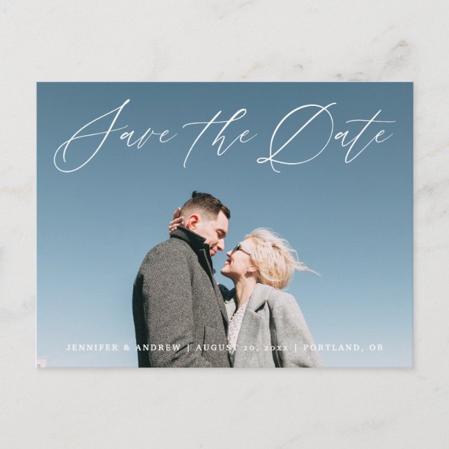 Carte Postale Lovely Script | Save the Date Photo Announcement (Devant)