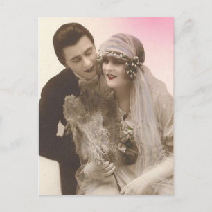 Carte Postale Lovely Vintage Antique Bride and Groom Cards, Gift