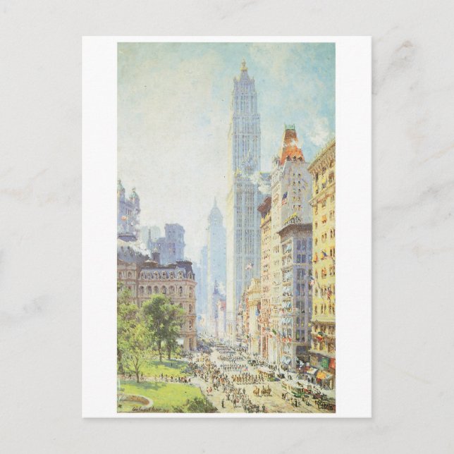 Carte Postale Lower Broadway en temps de guerre vers 1917 (Devant)