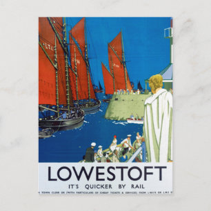 Carte Postale Lowestoft vintage train affiche publicitaire UK