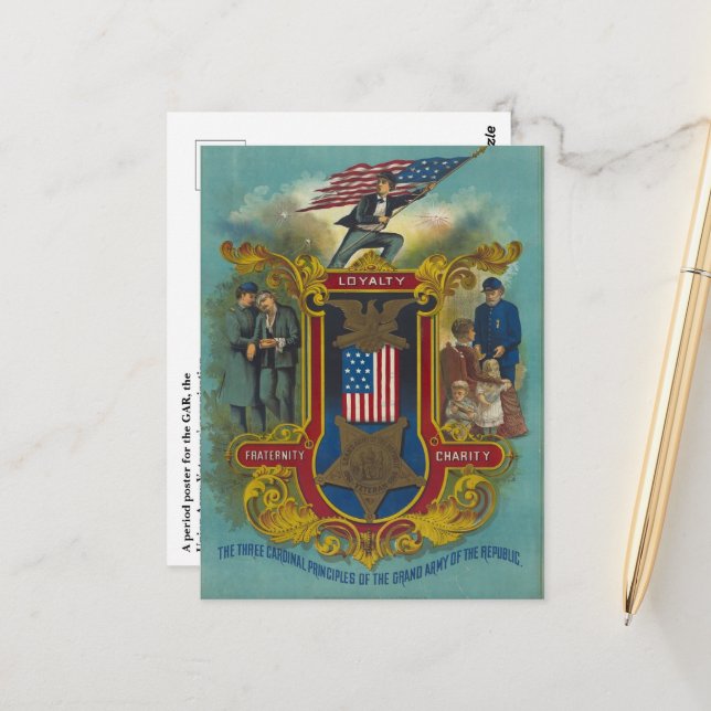 Carte postale Loyauté, Charité et Fraternité GAR (Devant/Arrière en situation)