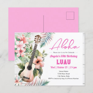 Carte Postale Luau Aloha ukulélé Anniversaire Adulte