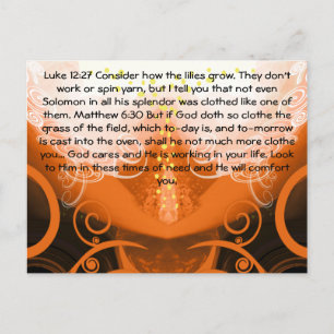 Carte Postale Luc 12:27 Voyez comment les lis poussent.