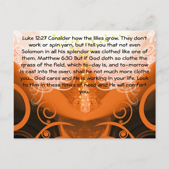Carte Postale Luc 12:27 Voyez comment les lis poussent. (Devant)