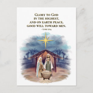 Carte Postale Luc 2:14 Gloire à Dieu Nativité Noël
