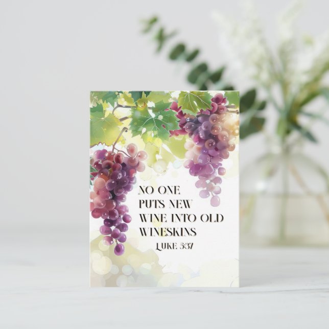 Carte Postale Luc 5:37 Nouveau vin dans Vieux Verset Bible Wines (Debout devant)