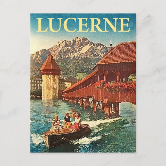 Carte Postale Lucerne, Suisse, filles en bateau, vintage (Devant)